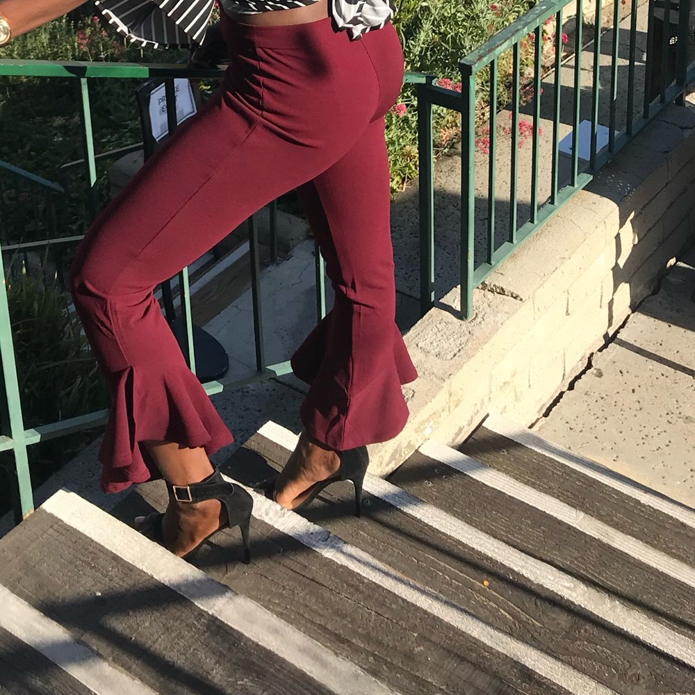 Burgundy Flared Pants